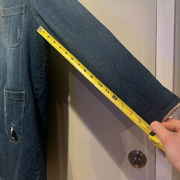 🐈⬛Cat Denim Sherpa Lined Embroidered Coat - Picture 13 of 16